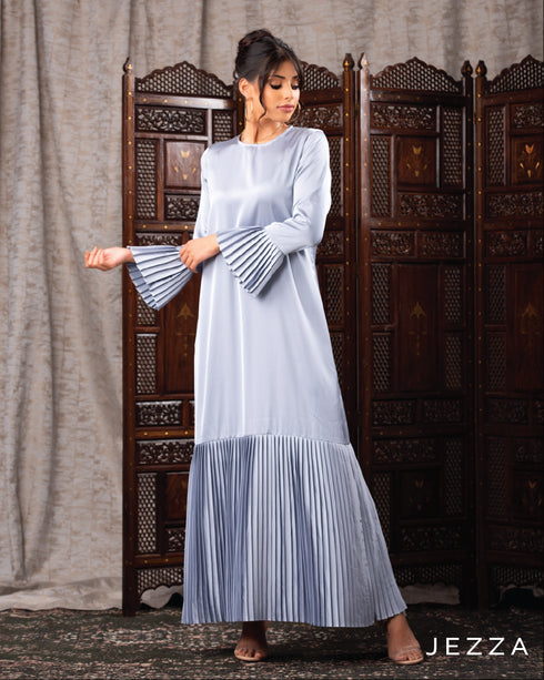 Pleated Satin A-Line Dress 60861